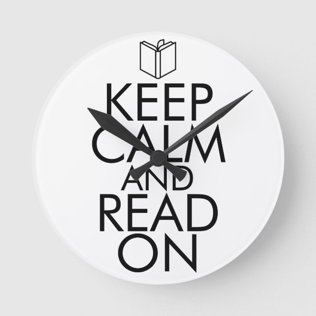 RELÓGIO REDONDO KEEP CALM AND READ ON (Frente)