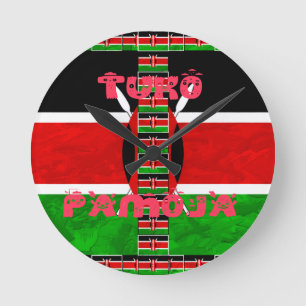 Relógio Redondo Kenya Flag Tuko Pamoja