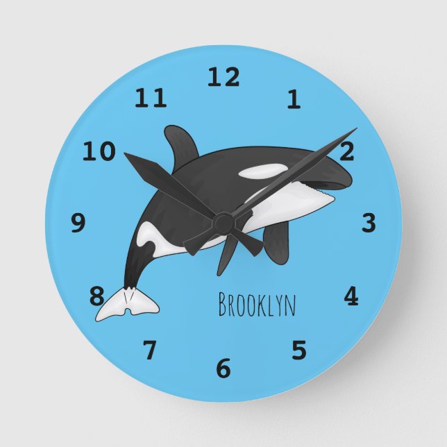Relógio Redondo Killer whale cartoon illustration  (Frente)