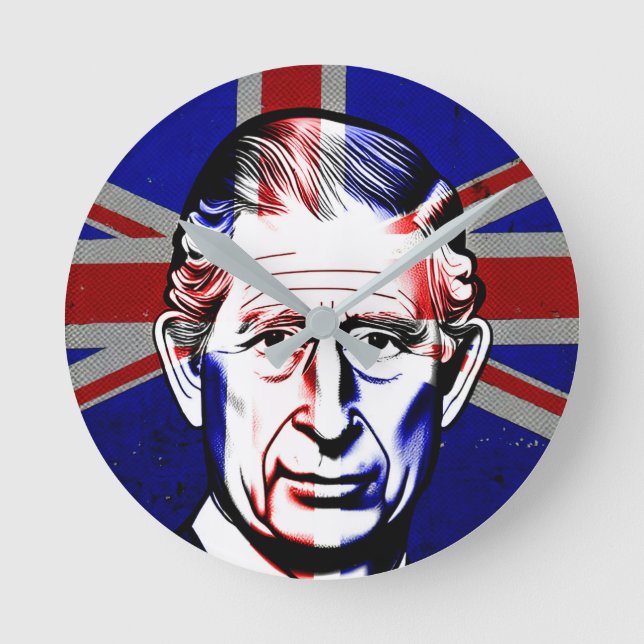 Relógio Redondo King Charles III (Frente)