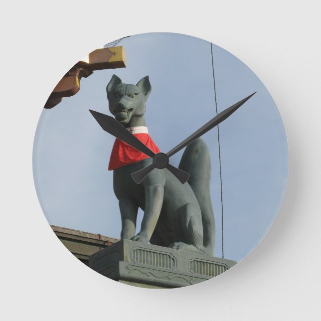 Relógio Redondo Kitsune キ ツ ネ (Fox) com Joia na Boca (Frente)