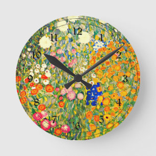 Relógio Redondo Klimt - Jardim de Flores 1907