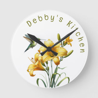 Relógio Redondo  Kolibrie en Gele Lelies Wandklok"