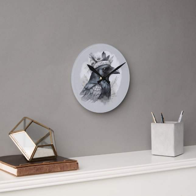 Relógio Redondo Krähe Crow Rabe Vogel Portrait ohne Ziffern (Escritório)