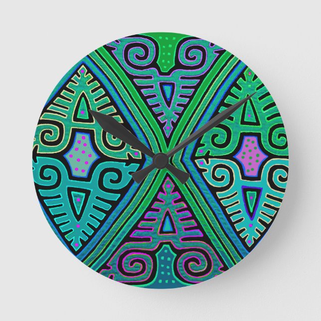 Relógio Redondo Kuna Indian Diamond Mola (Frente)