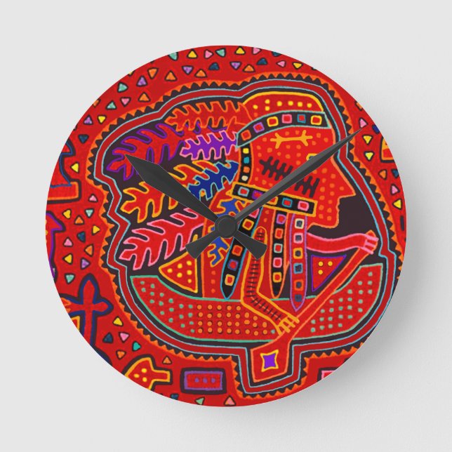 Relógio Redondo Kuna Indian Man in Canoe (Frente)