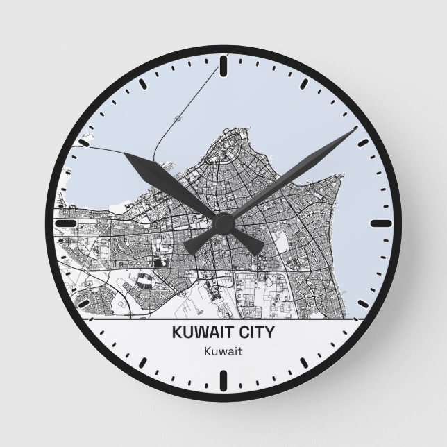 Relógio Redondo Kuwait Clock City Line Art (Frente)