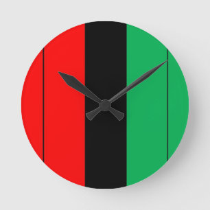 Relógio Redondo Kwanzaa Cores Vermelhas - Padrão de Faixa Verde P