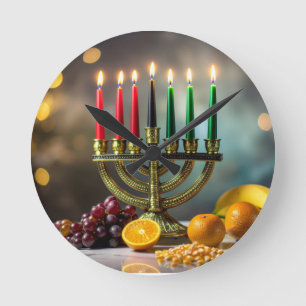 RELÓGIO REDONDO KWANZAA - KINARA -
