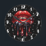 Relógio Redondo Lábios Vermelhos Derrubando Glitter Gelam Sparkle<br><div class="desc">Personalizar com qualquer texto.</div>