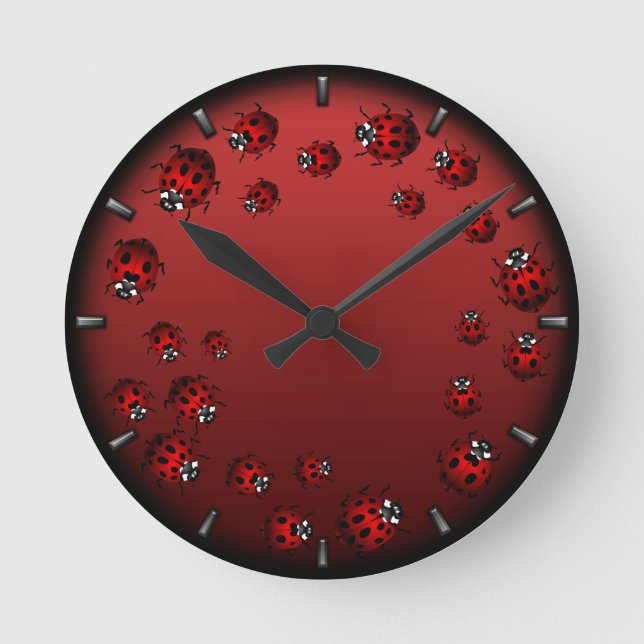 Relógio Redondo Ladybug Clock Cute Ladybug Ladybird Inseto Wall Cl (Frente)