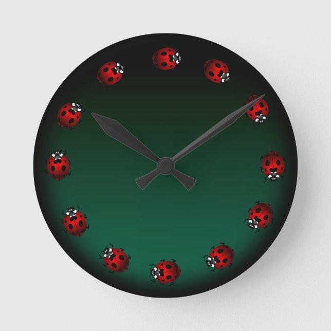 Relógio Redondo Ladybug Clock Cute Ladybug Ladybird Inseto Wall Cl (Frente)