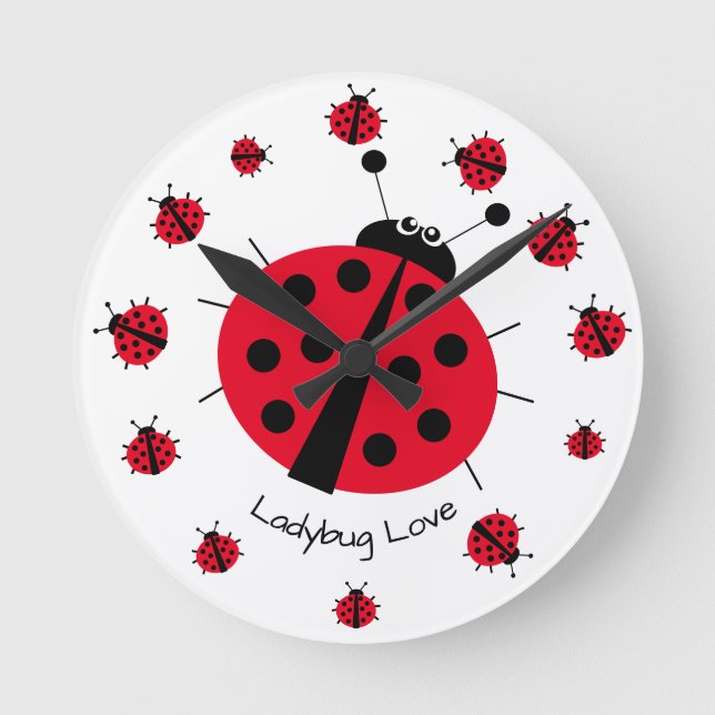 Relógio Redondo Ladybug Love Girly Divertiu Cartoon (Frente)