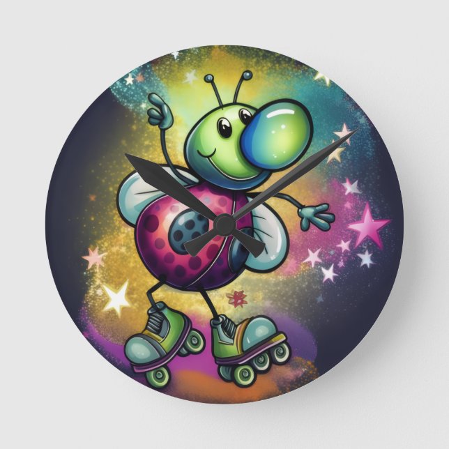 Relógio Redondo Ladybug Roller Disco Wall Clock (Frente)
