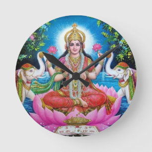 Relógio Redondo Lakshmi Goddess of Love, Prosperity, and Wealth