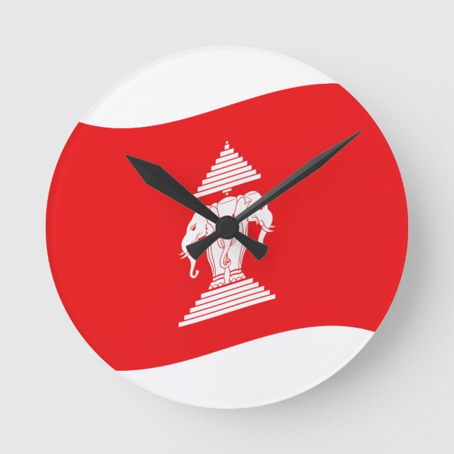 Relógio Redondo Lao Erawan Três Onda De Bandeira Elefante (Frente)