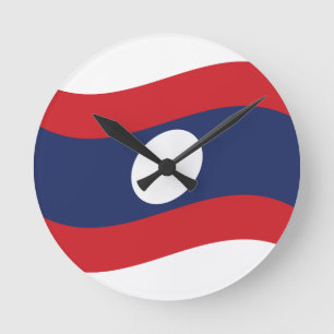 Relógio Redondo Laos Flag Wave