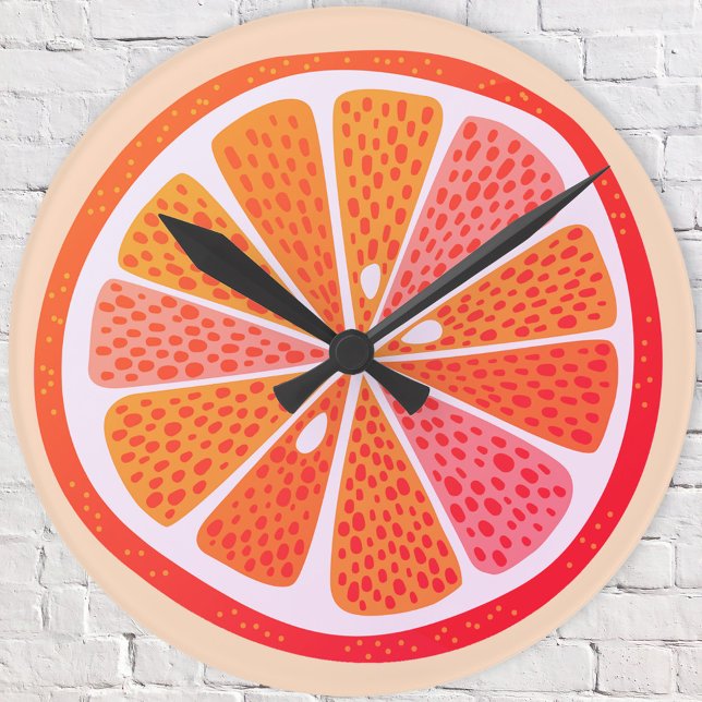 Relógio Redondo Laranja Sangue Fun Citrus (Fun blood orange citrus fruit wall clock, ideal for kitchen, cafe or chef)