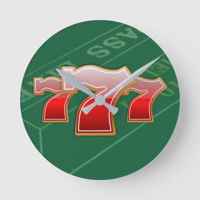 Relógio Redondo Las Vegas 777 Slot Machine Jackpot (Frente)