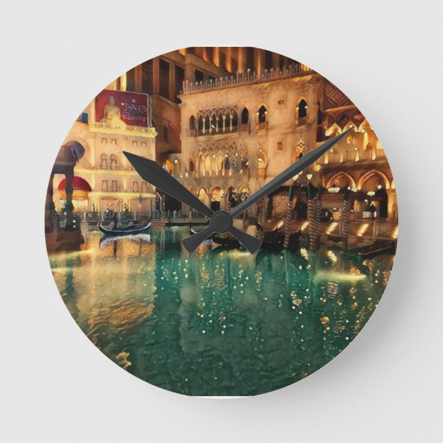 Relógio Redondo Las vegas Nights Casino Original Abstrato Art (Frente)