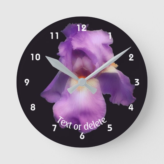 Relógio Redondo Lavender Bearded Iris Flower Personalized   (Frente)