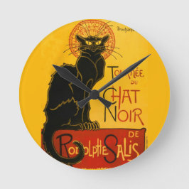 Relógio Redondo Le Chat Noir The Black Cat Art Nouveau Vintage