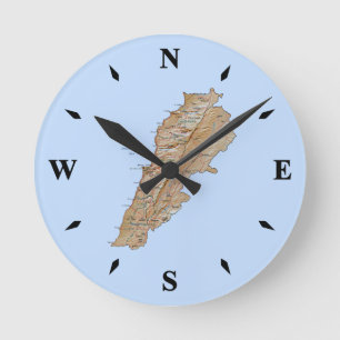 Relógio Redondo Lebanon Map Clock