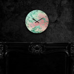 Relógio Redondo Legal Marble | Pastel Coral e Ombre Verde adorávei<br><div class="desc">Paleta vibrante e cheia de brilho apresentando um gradiente de cor d'água texturizado de mármore, inspirado em unicórnio, em uma massa azul e rosa turquesa radiante com roxo lavanda. Este gradiente pintado à mão adiciona o pop perfeito de cor. Da coleção "Modern Watercolor Marbles", esta design apresenta espirais de abstrato...</div>