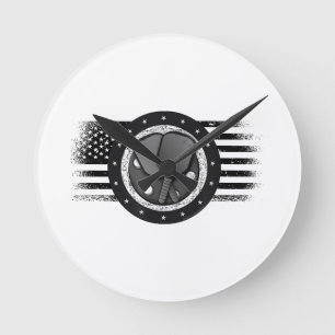 Relógio Redondo Legal Pickleball Sport USA Grunge Flag - Picklebal