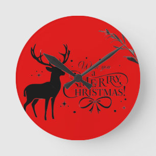 Relógio Redondo Legenda de natal Reindeer Art com desejos de Natal