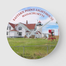 Relógio Redondo Lighthouse de East Point, Massachusetts Clock