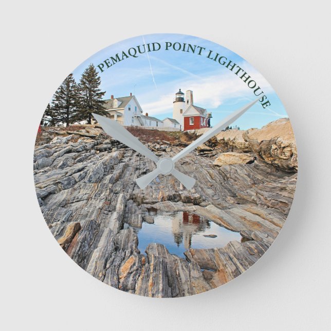 Relógio Redondo Lighthouse Maine Wall Clock (Frente)