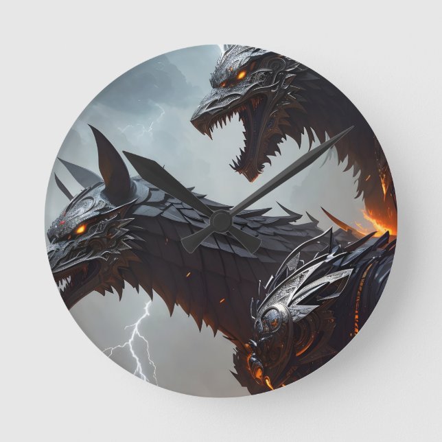 Relógio Redondo Lightning Cyborg Wolves (Frente)