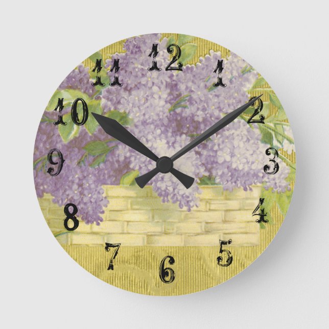 Relógio Redondo Lilac Wall Clock - Chique francês do País (Frente)