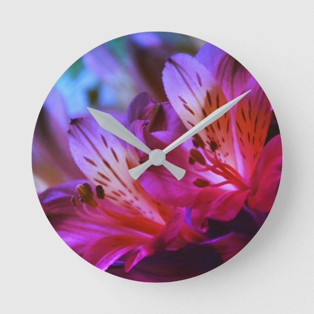 Relógio Redondo Lily Floral Wall Clock (Frente)