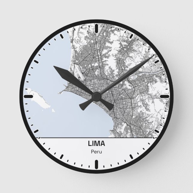 Relógio Redondo Lima Clock City Line Art (Frente)