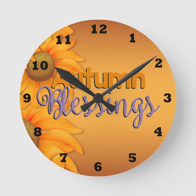 Relógio Redondo Linda Muralha de Abençoações de outono (Frente)