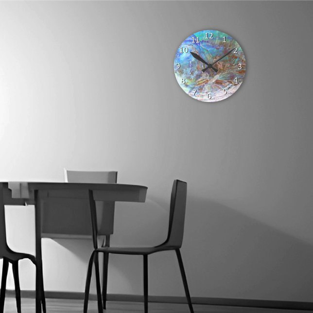 Relógio Redondo Linda Paua Black Abalone Nova Zelândia e números (Criador carregado)