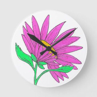 Relógio Redondo Linda Pintura Floral Acrílica Rosa Caprichosa