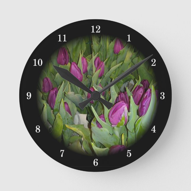 Relógio Redondo Linda Tulipa Wall Clock (Frente)