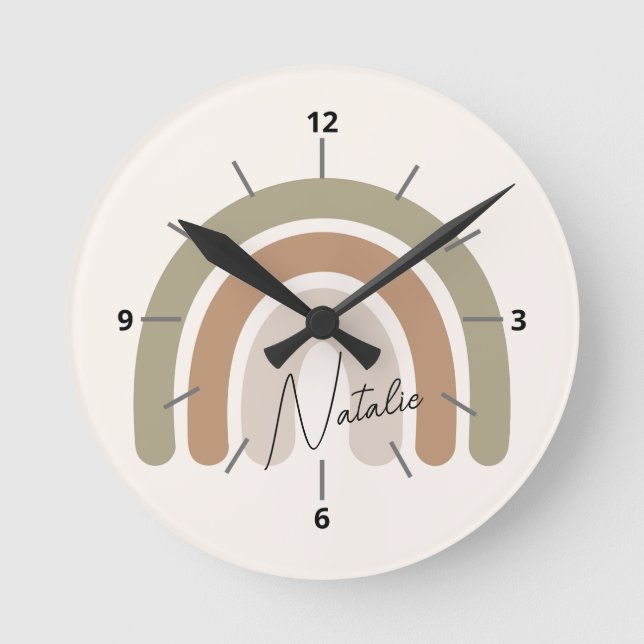 Relógio Redondo Lindo script monograma arco-íris pastel feminino r (Frente)