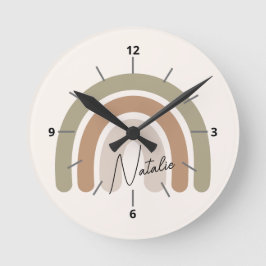 Relógio Redondo Lindo script monogramado arco-íris pastel feminino