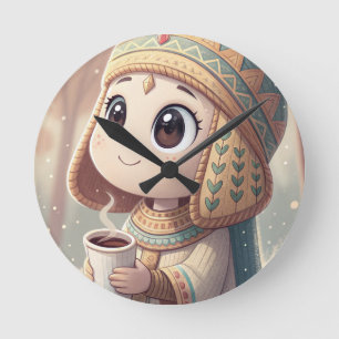 Relógio Redondo Lindos Chapéus Kawaii Hatshepsut   Arte de Comida 