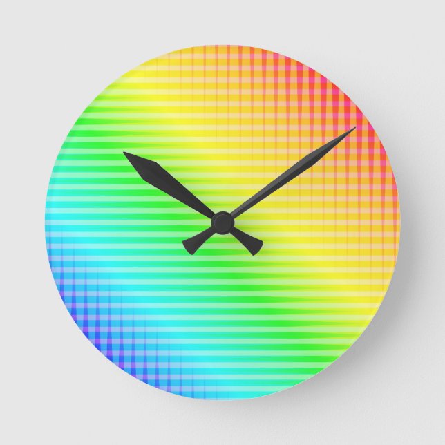 Relógio Redondo Linhas arco-íris (Frente)