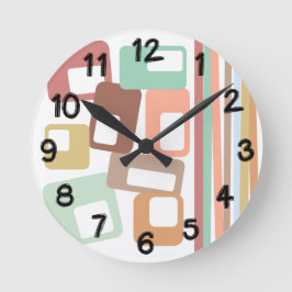 Relógio Redondo Linhas e Retângulos