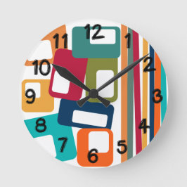 Relógio Redondo Linhas e Retângulos