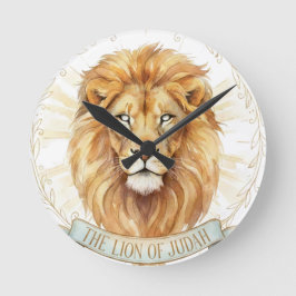Relógio Redondo Lion of Judah Biblical Watercolor Wall Clock
