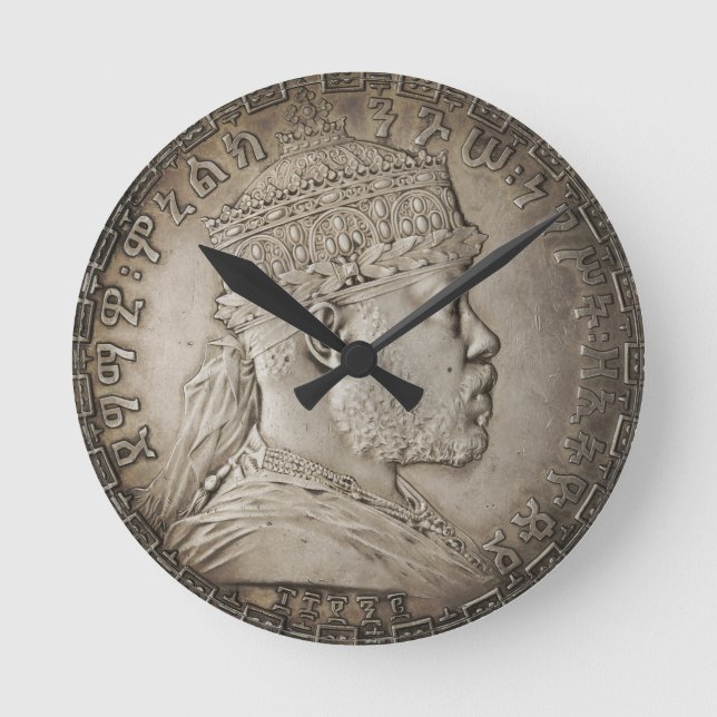 Relógio Redondo Lion of Judah Jah Army Menelik II Rasta Roots (Frente)