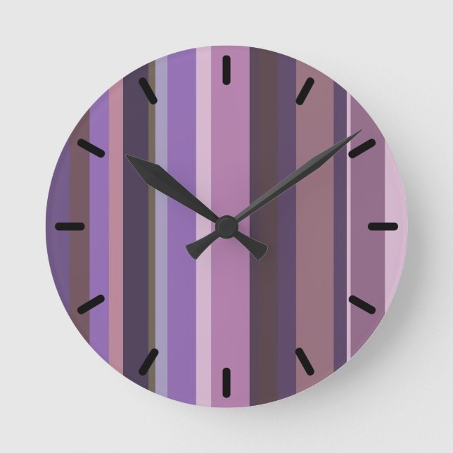 Relógio Redondo Listras verticais Mauve (Frente)