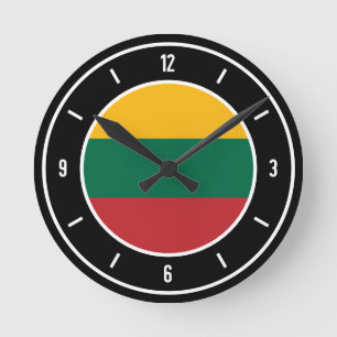 Relógio Redondo Lituânia Flag Elegant